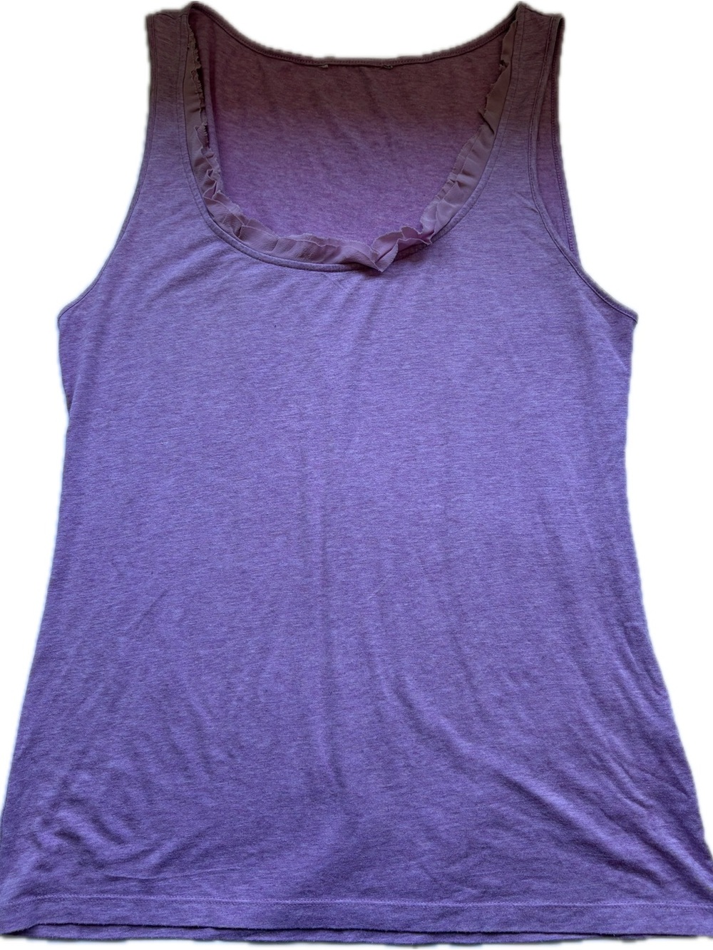 Banana Republic Weekend Luxury Ruffle Neck Tank in Heathered Purple/pink